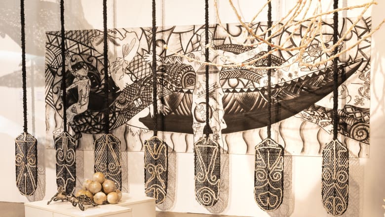 Paddles erub arts collaborative premiers prize cairns indigenous art fair kerry trapnell